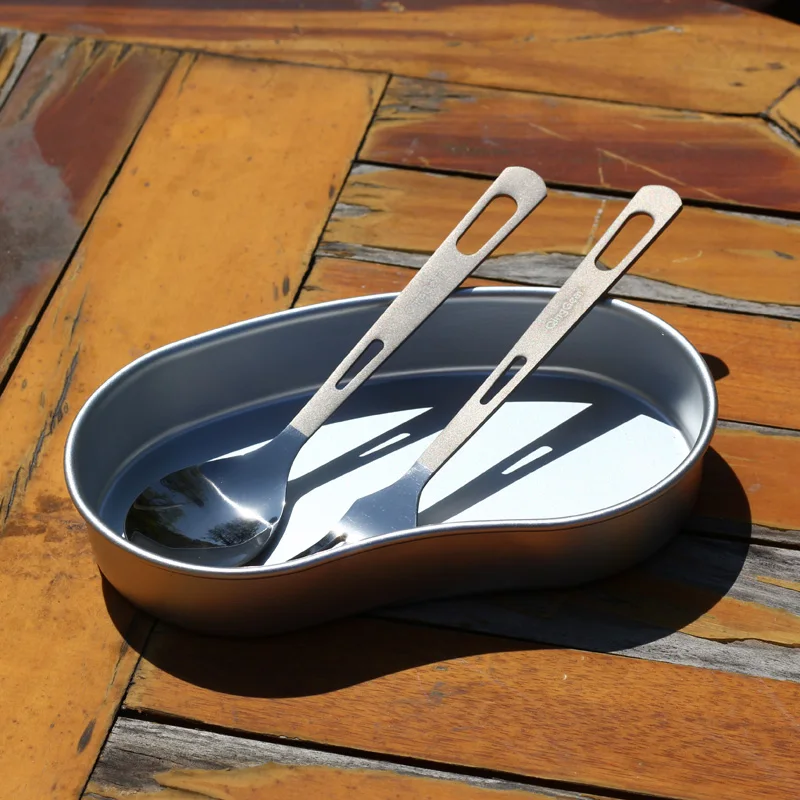 QingGear набор столовых приборов из титана легкая вилка ложка ножей посуда для