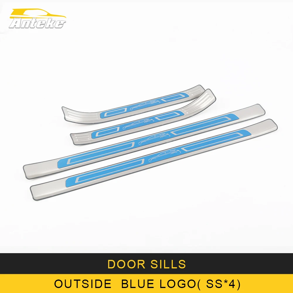 Outside-Blue-logo-X4 Carманго для Фольксваген артеон автомобильные аксессуары наклейки пороги Накладка Добро пожаловать педаль порог Накладка доска - Название цвета: Outside-Blue-logo-X4