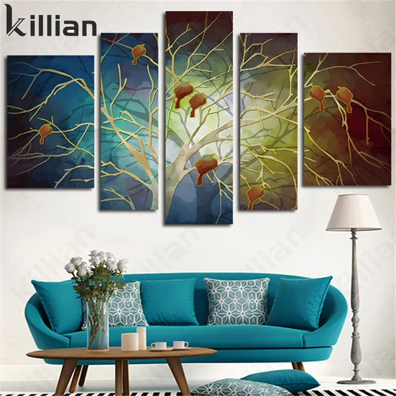 

No Frame Abstract Bird Group Perched On The Big Tree Print Poster Modern Scenery Living Room Bedroom Home Decoration Canvas Pain