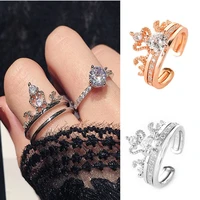 simple fashion two in one combination two piece set detachable crown ring index finger ring