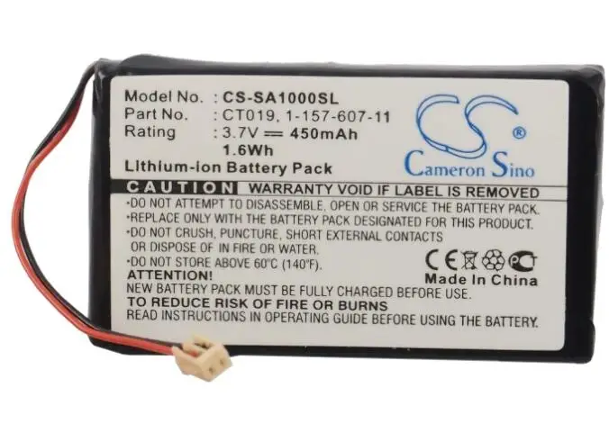 

cameron sino 450mah battery for SONY NW-A1000 NW-A1200 NW-A1200s NW-A1200v 1-157-607-11 CT019 MP3, MP4, PMP Battery