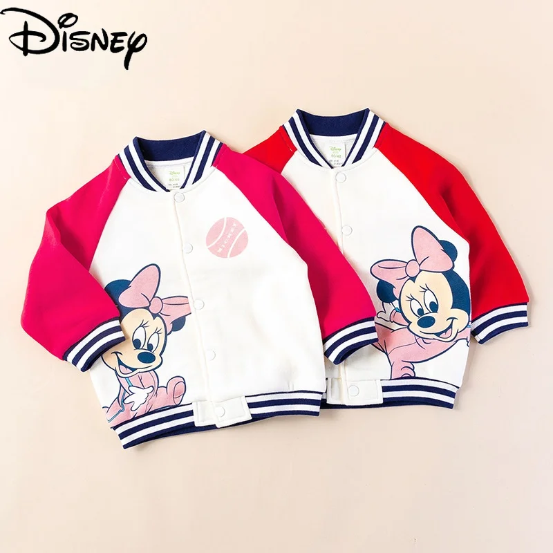 

Disney Minnie Children's Sports Baseball Uniform Jacket Girls Casual Sweater Jacket Autumn and Winter New Products