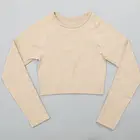 Спортивная футболка для занятий йогой женская футболка 8 цветов, укороченный топ с длинным рукавом, одежда для фитнеса, трико для бега и тренировок