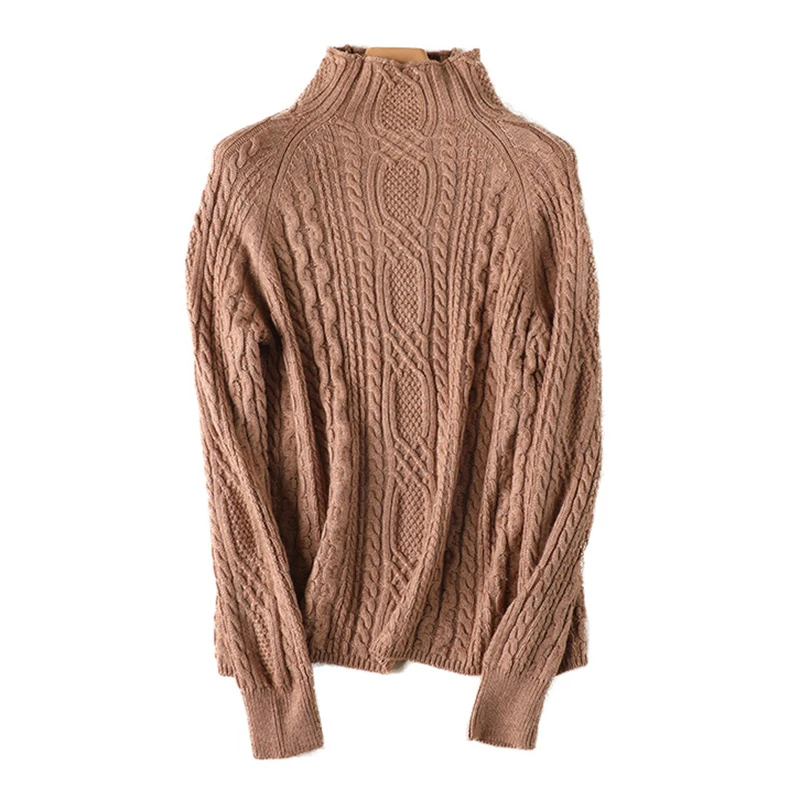 2021 Merino Wool Sweater High Collar Turtleneck Women Soft Solid Color Warm Thickening Argyle Jumpers Quality Tops | Женская одежда