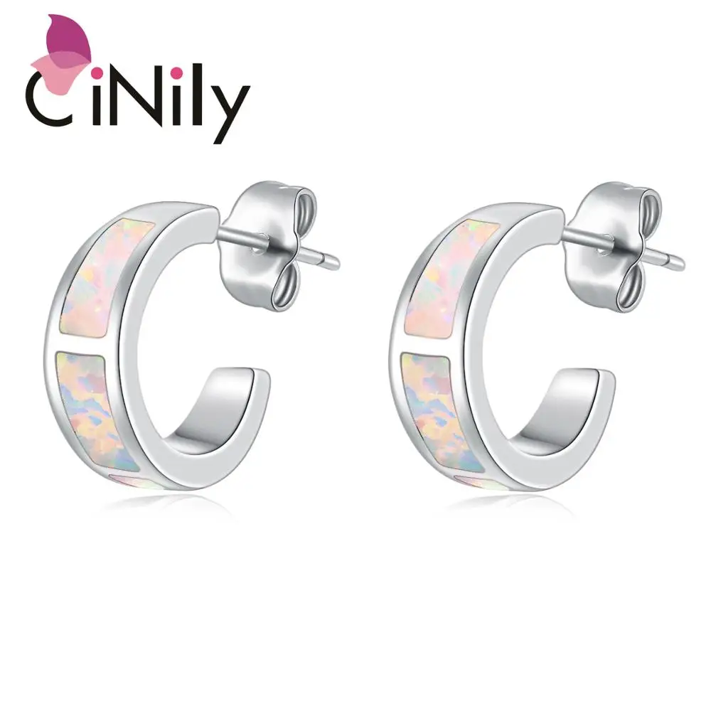 Женские серьги пусеты CiNily с серебряным покрытием зеленый розовый синий белый