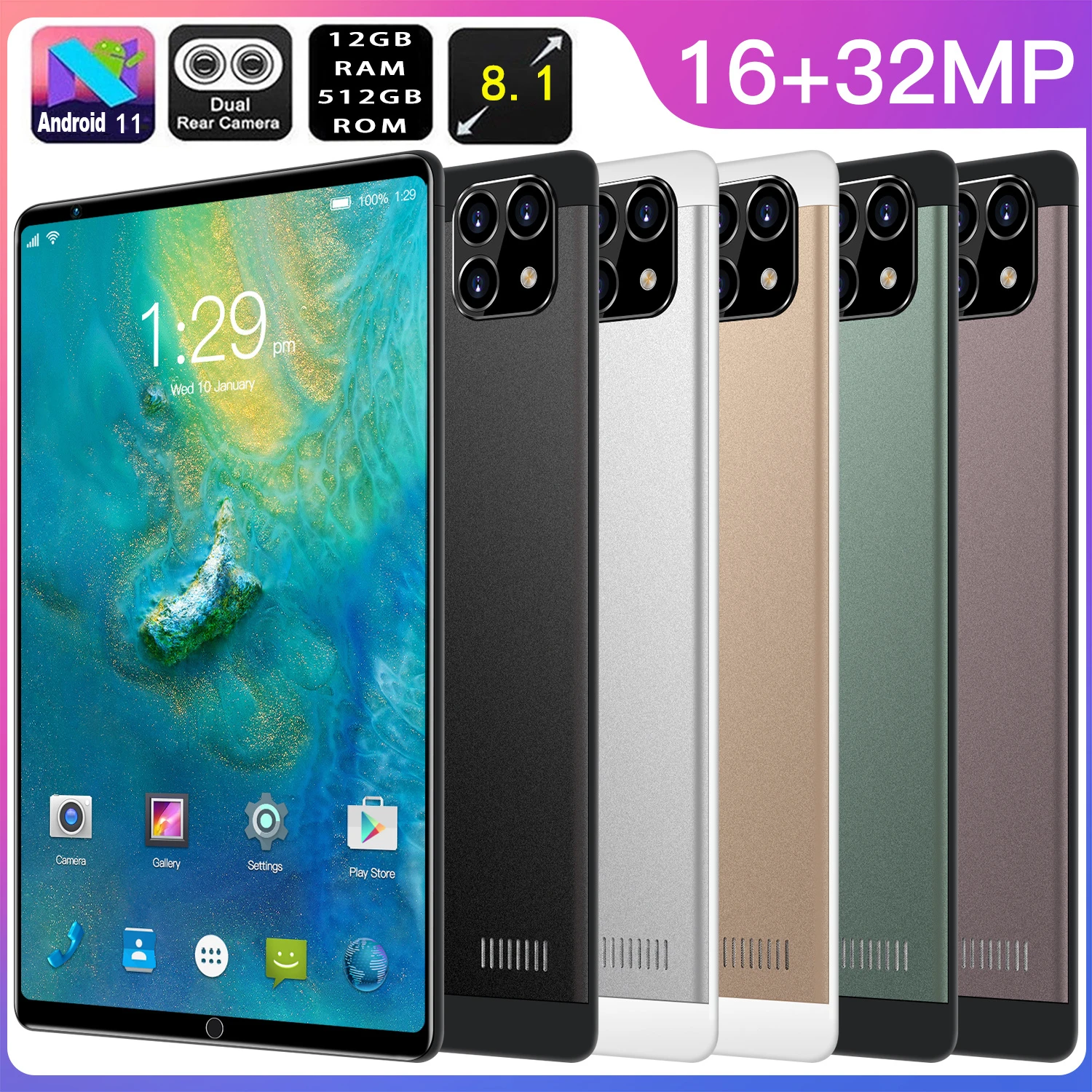 

8.1 inch tablet,equipped with Android 9.0,octa-core processor,Google Play,GPS and WIFI phone,8 inch tempered glass,brand new