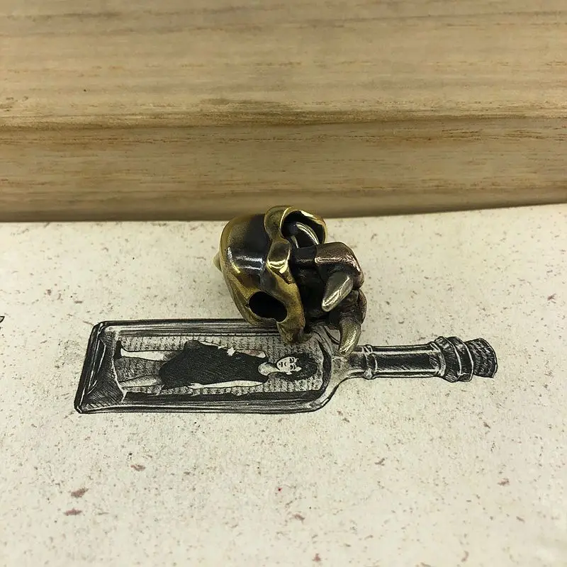 EDC инструменты латунные ножи бусины латунные уплотнения Череп Бусы на шнурок Паракорд Нож многофункциональный брелок DIY кулон#147
