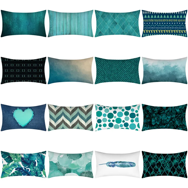 

Teal Blue Pillowcase 30X50 Geometry Cushion Cover Polyester Sofa Cushions Decorative Throw Pillows Nordic Home Decor Pillowcover