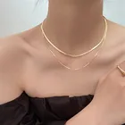 Колье-чокер женское на шею, Двухслойное, золотого цвета, 2021
