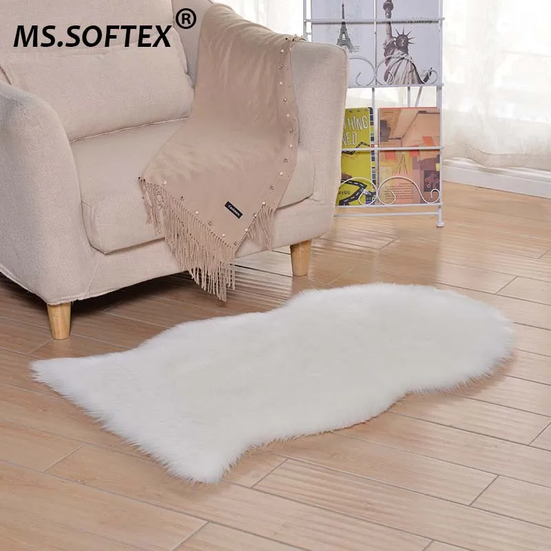 

Sheepskin Plush Artificial Fur Carpet Long wool Carpet Soft Faux Fur Bedroom Floor Rug Washable Ms.Softex