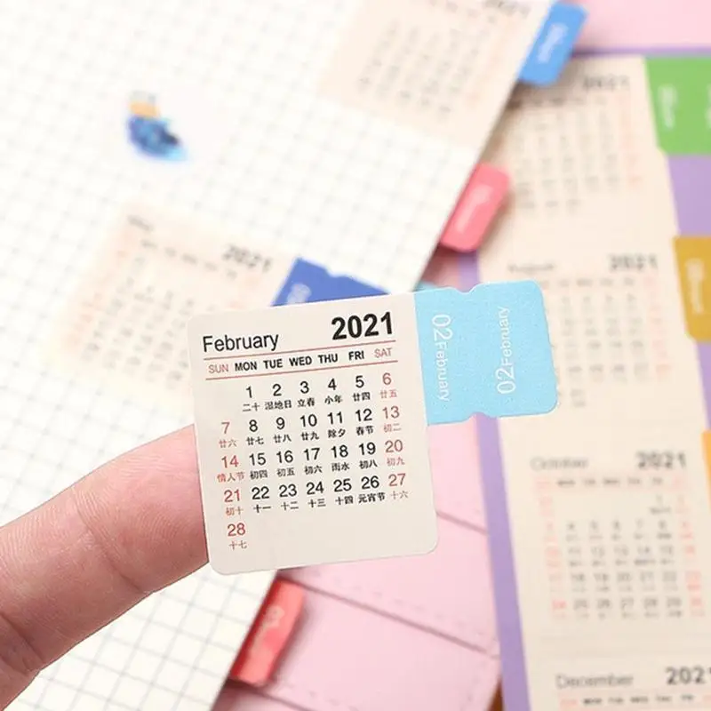 5 шт. красочная Бумага васи 2021 год календарь индекс наклейка ежемесячный