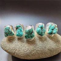 fuwo silver color plated turquoises ringamazing design irregular stone adjustable ring jewelry wholesale 5 pieceslot rg036