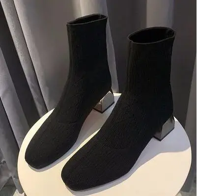 Носки ботинки женская обувь женские Модные ботильоны новинка 2019 Осенние тонкие