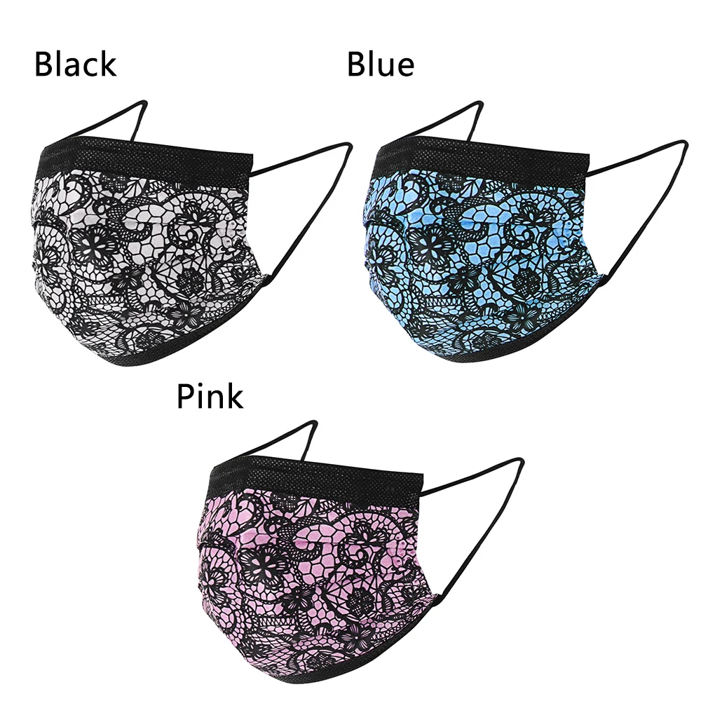 

10/20/50/100X Disposable Lace Face Mask Dust Proof 3-Layer Filter Adult Masks Breathable Dust Proof Protection Mouth Mask