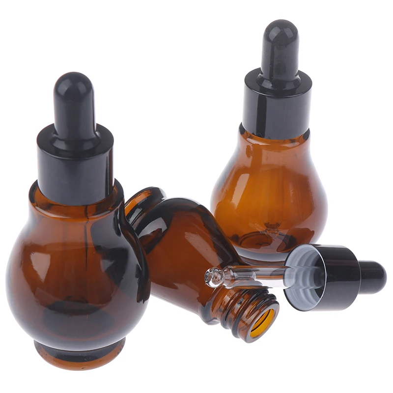 1PC 10/20/30/ml Amber Glass Dropper Bottle Essential Oil Perfume Pipette Bottles Refillable Empty Container