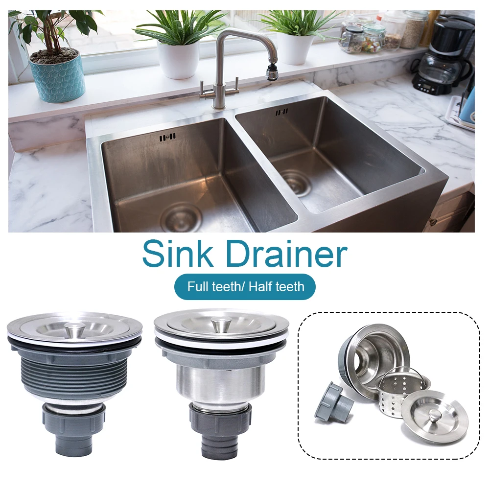 

Basin Easy Install Waste Basket Strainer Assembly Household Kitchen Accessories Sink Drainer Filter Garbage Stainless Steel Deep