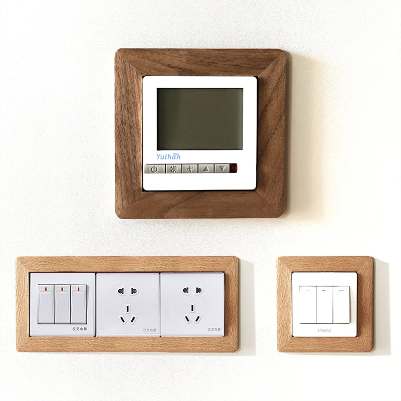 

Nordic Solid wood Fillet switch protective cover sticker Decorative wall socket protective cover frame Switch cover customize