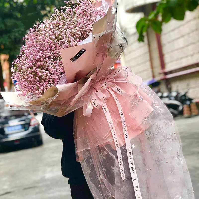 5 ярдов/серия серебро горячего тиснения Снежинка упаковочная бумага для цветов