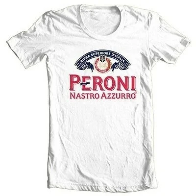 

Peroni T-shirt 100% cotton graphic printed white beer Italy tee