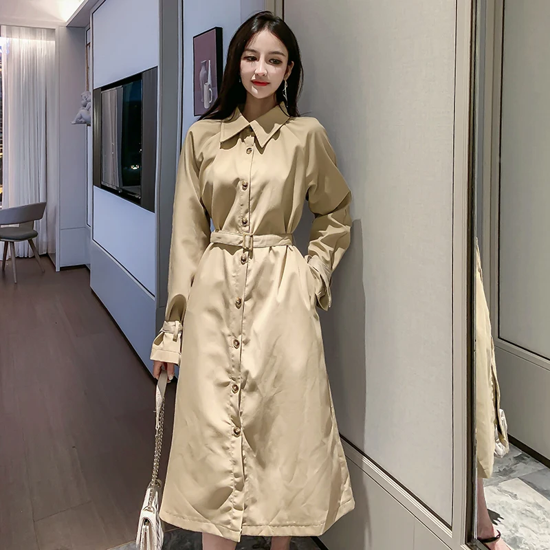 Женское винтажное платье ветровка с длинным рукавом на осень/весну|Женские