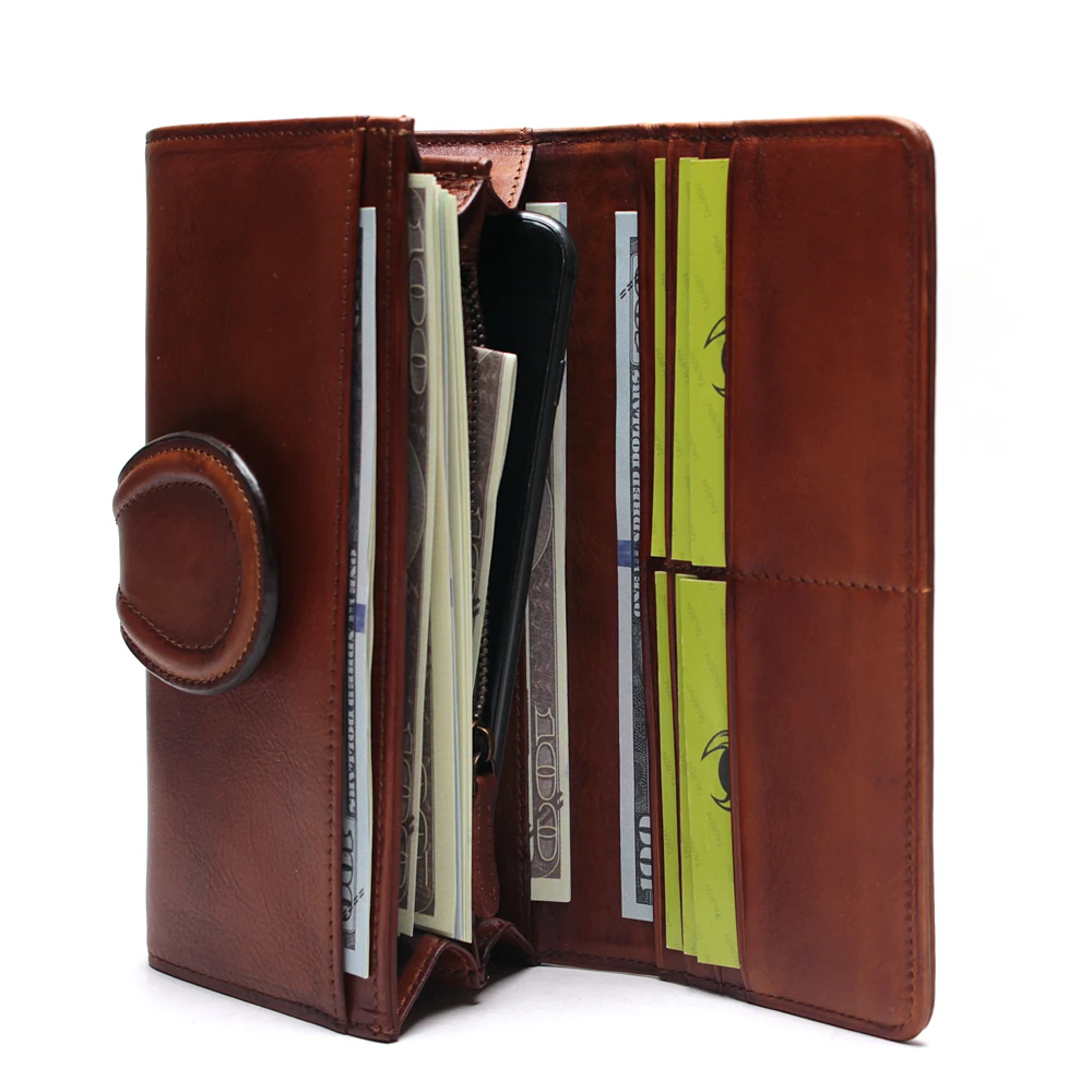 

Fashion Dip Dye Color Handmade Long Wallet Elegant Women Clutch Wallets Genuine Leather Vintage Clutch Bag For Women