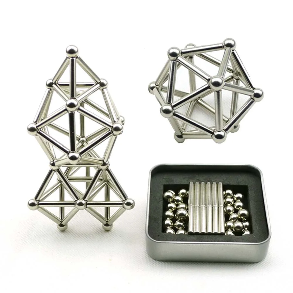 36 шт. инновационные buckyball магнитный стержень и 27 шт. стальной шар игрушка Строительный блок Набор игрушек для декомпрессии игрушки