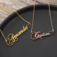 custom hollow heart name necklace for women fashion gold color nameplate stainless steel necklace handmade jewelry couple gifts
