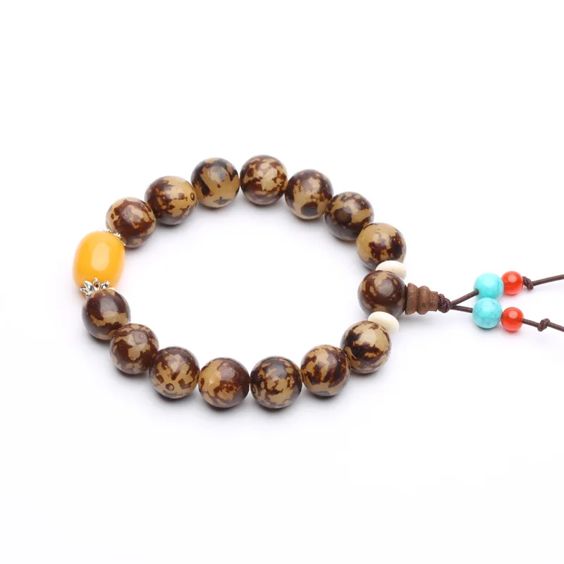 12 мм Цветок Бодхи & бусы с пчелиным воском Тибетский браслет буддистский|Плетеные