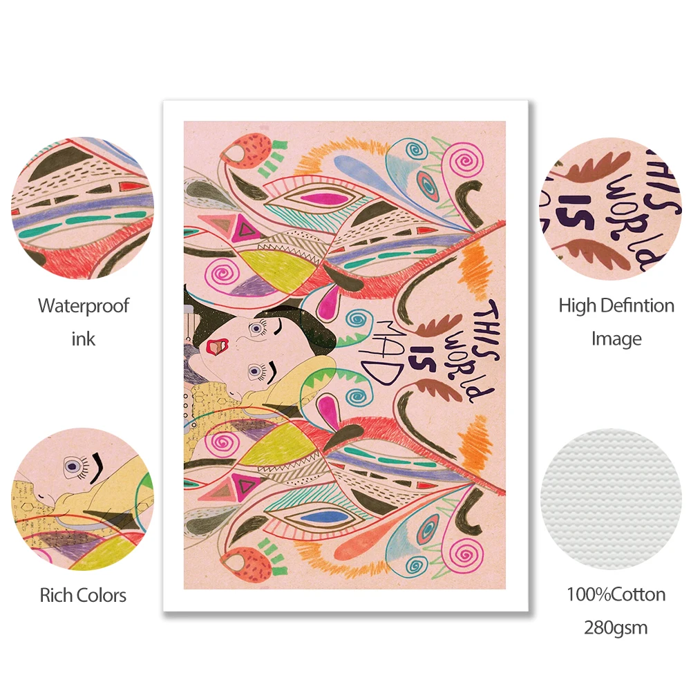 Художественная печать на холсте с изображением Алисы в стране чудес цветной