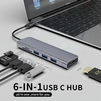 docking station usb c hub 6 in 1 docking station with 4k hdmi 3 usb 3 0 and tf sd card reader for macbook pro air type c laptops