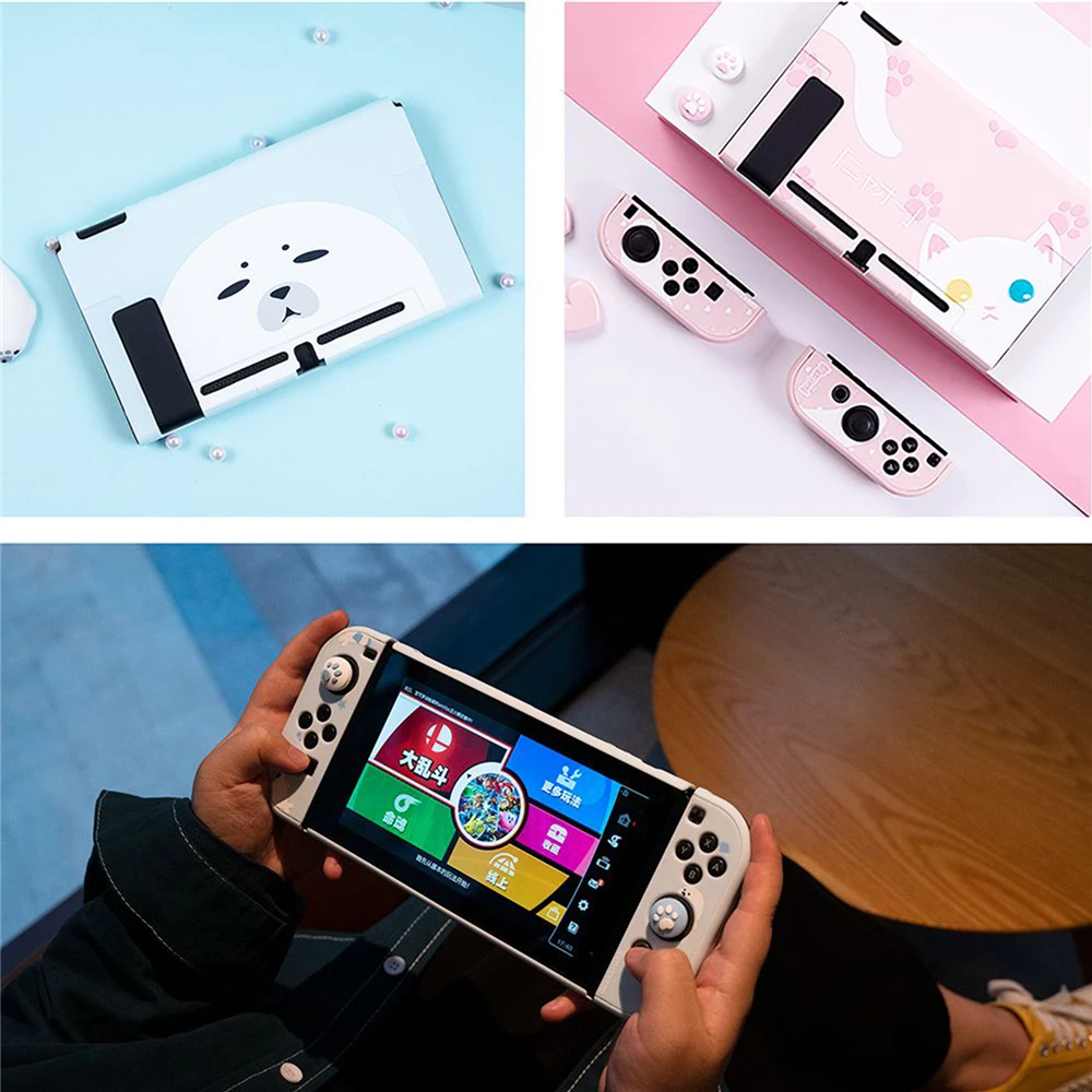 Защитный чехол Крышка Корпус Kawaii Cat розовая для Nintendo Switch игровая консоль Joy Con