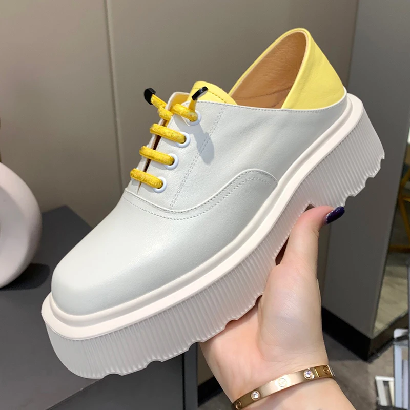 

Spring and women's flat small white shoes thick bottom Height increasing casual shoes round toe color matching fashion shoes