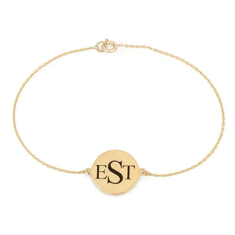 Гравировка 3 Initals имя браслет Серебряный Диск Штамп письмо персонализированные