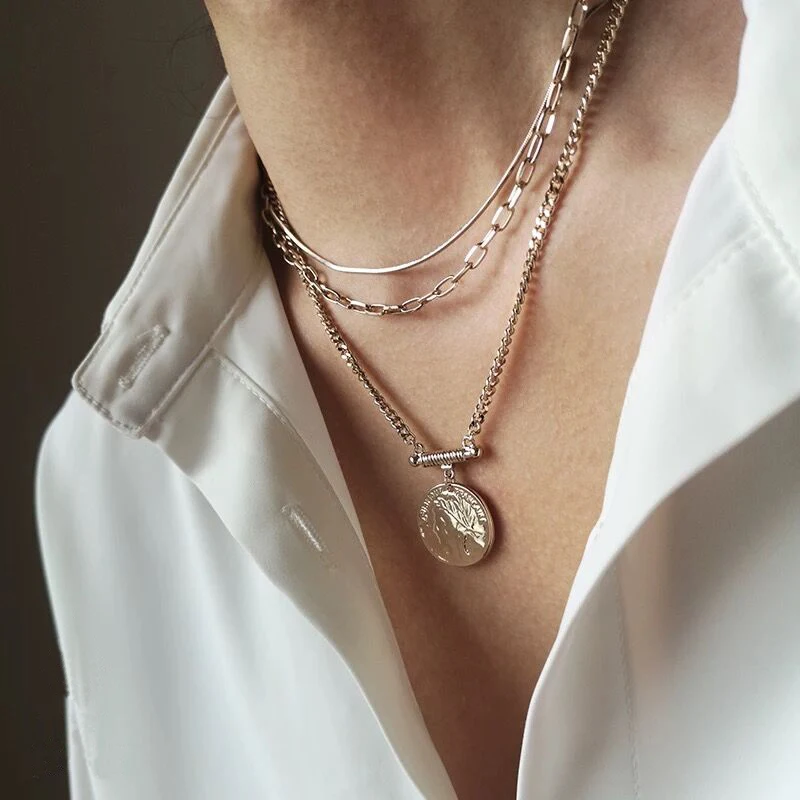 Ожерелье-чокер женское многослойное в винтажном стиле чокер из металла под