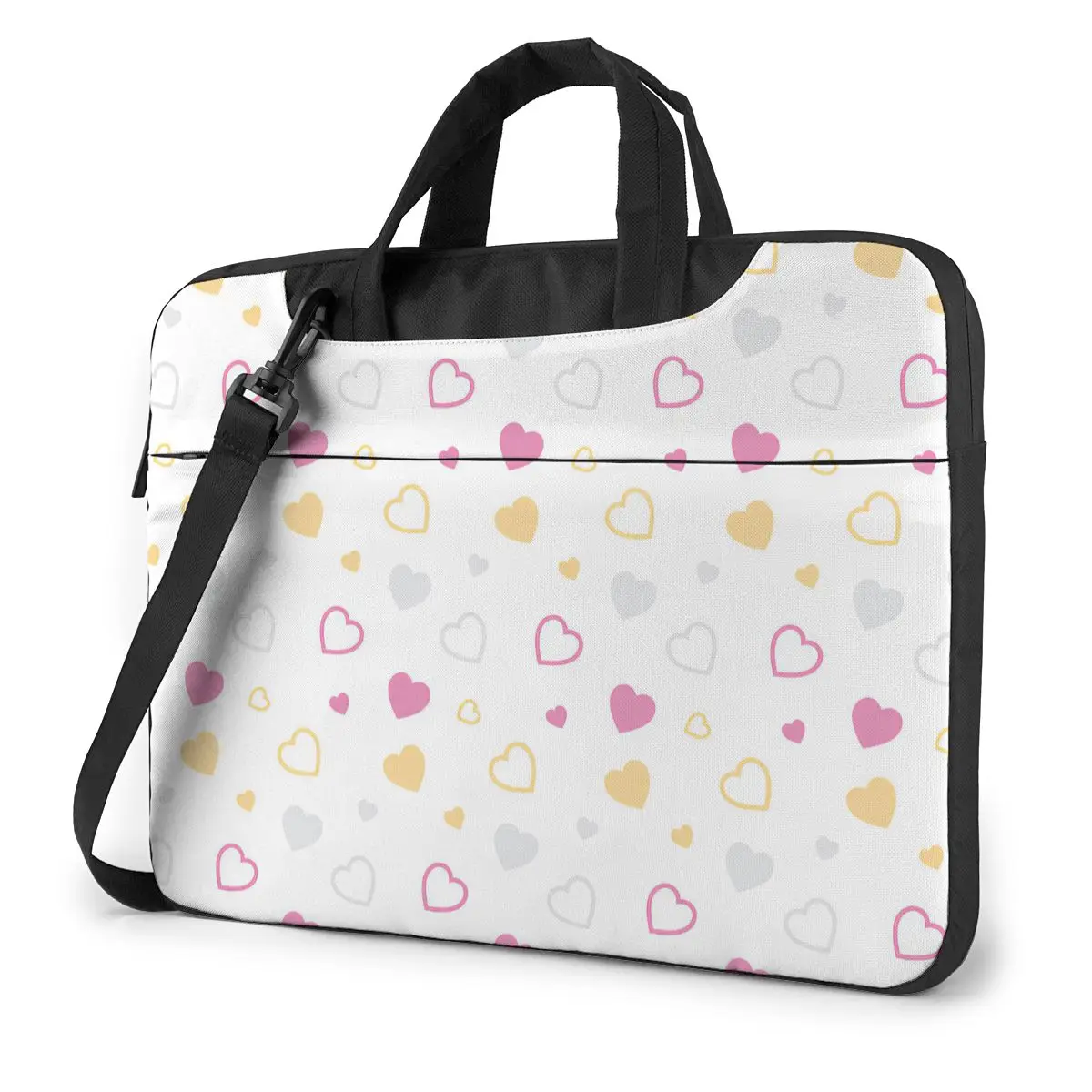 

Stylized Hearts Pattern Laptop Bag Case Protective Vintage Computer Bag Bicycle Crossbody Laptop Pouch