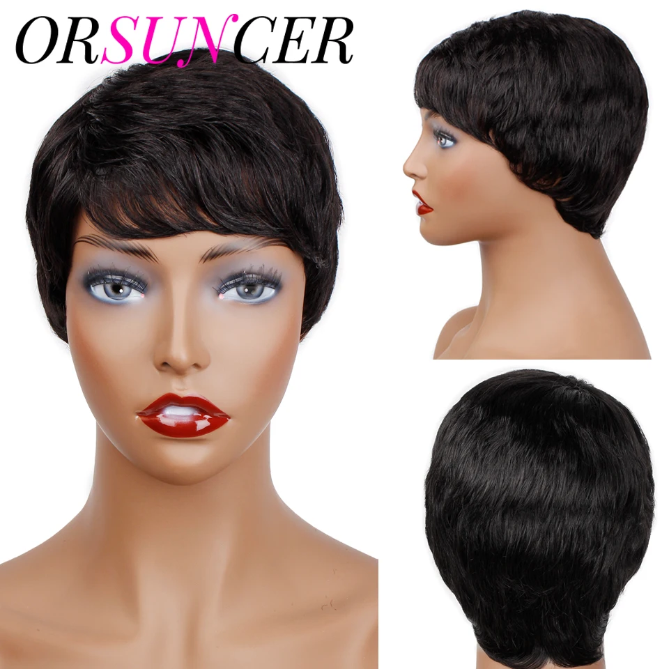 

Короткие прямые парики с челкой, оптовая продажа, парики из человеческих волос для женщин, короткие волнистые волосы с локонами, парик естес...