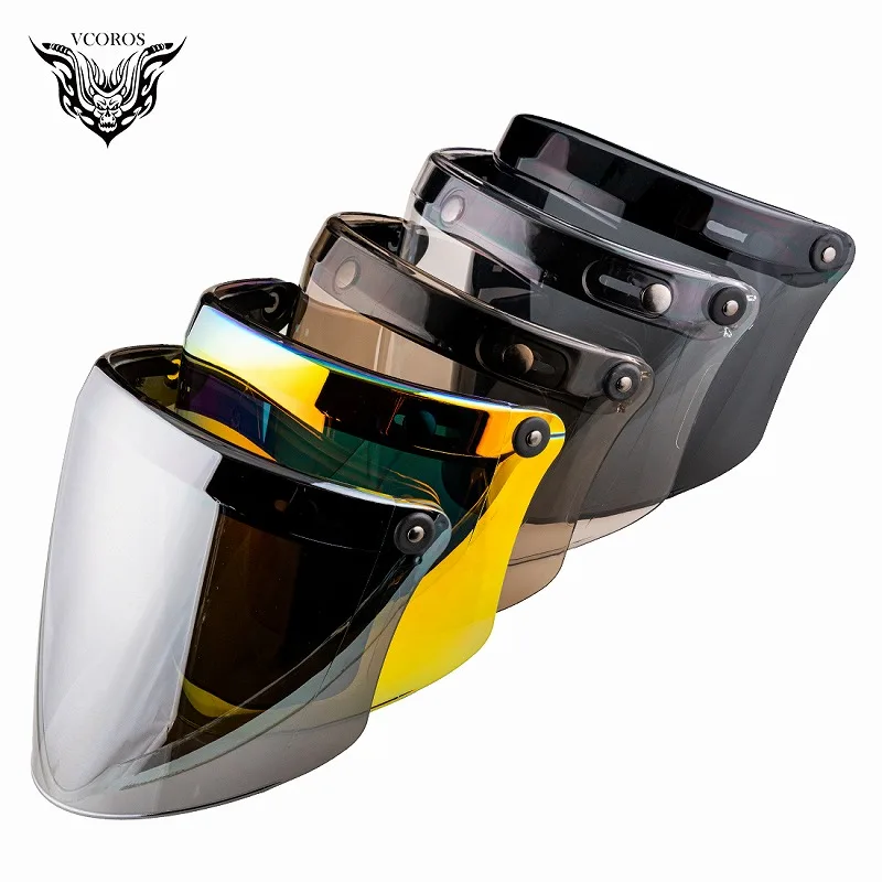 

Hot sale 3-snap retro helmet shield lens capacete casco moto Motorcycle open face helmet Vintage Flight Helmet visor