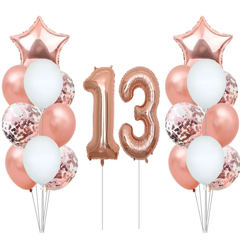 Фольгированные шары Яобенер для дня рождения 22 шт., розовый золото