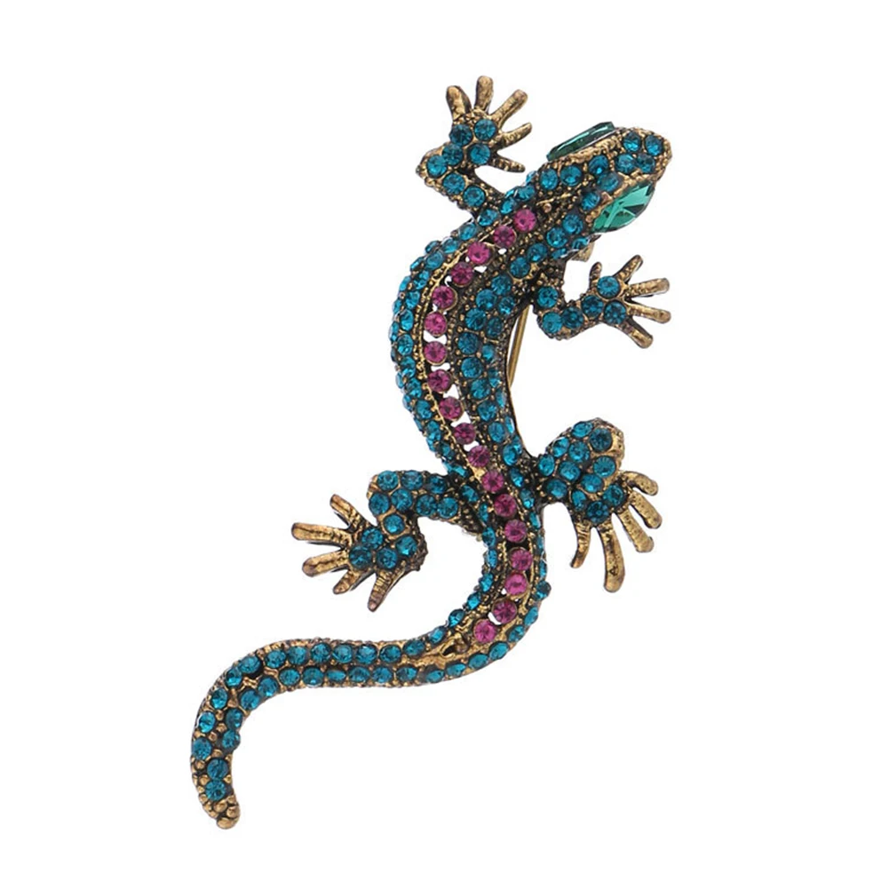 Винтажная Брошь унисекс в виде ящерицы со стразами булавка на лацкан значок