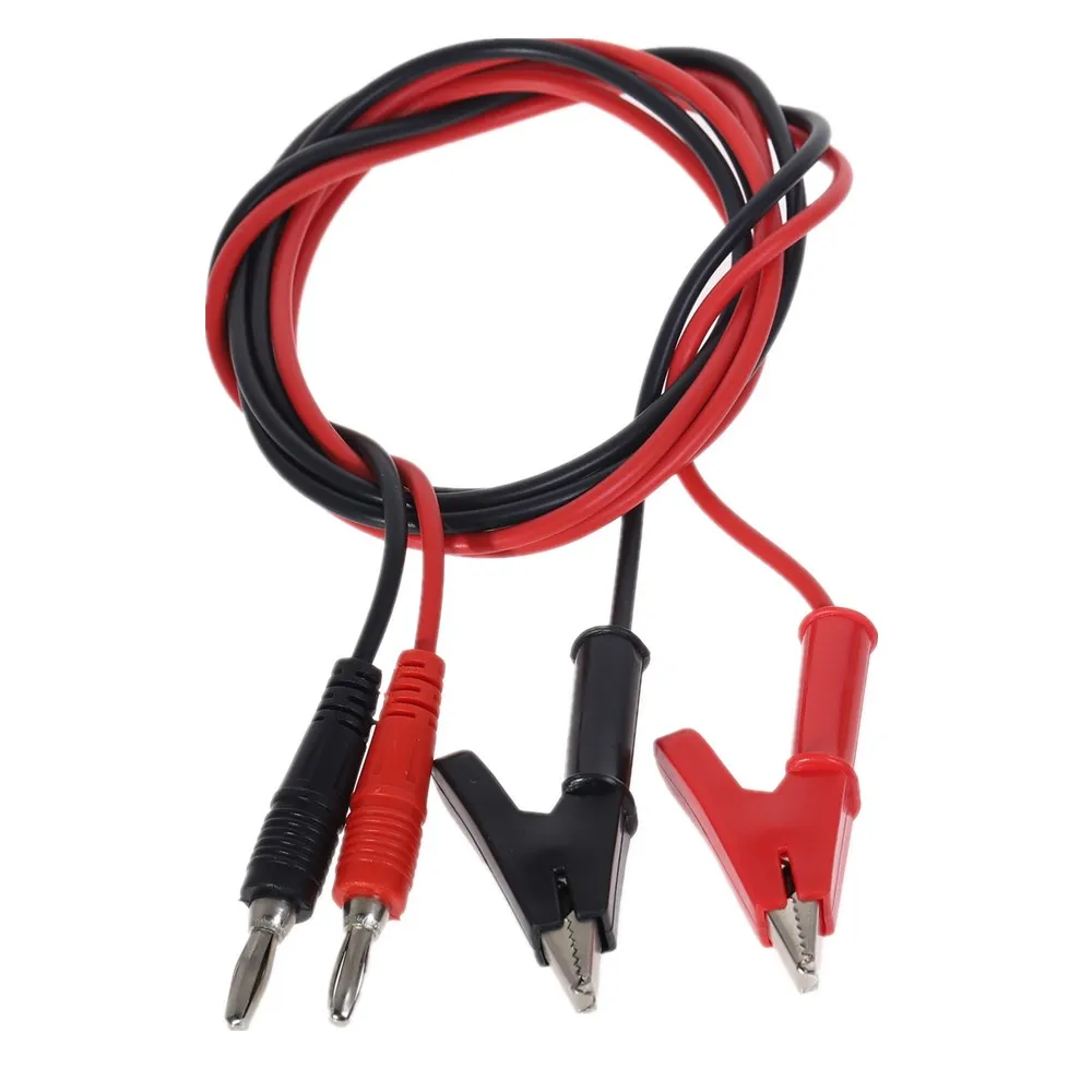 

2pcs Copper 4mm Banana Plug to Shrouded Alligator 15A Banana Plug to Alligator Clip Cable Leads 1M For Testing Probe