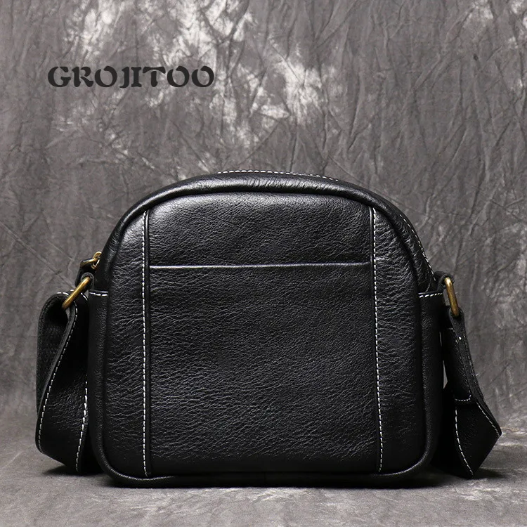 GROJITOO New men's leather shoulder bag leisure messenger bag high quality mobile phone bag leather iPad bag for man