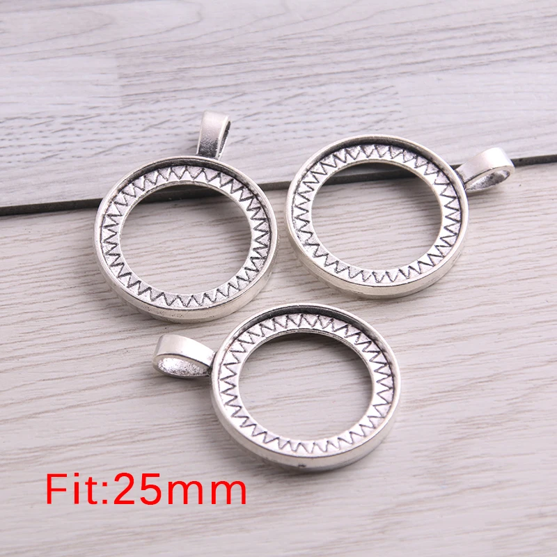 

SWEET BELL 16pcs 25mm Inner Size Two Color Metal Alloy Simple Round Cabochon Pendant Setting Jewelry Findings