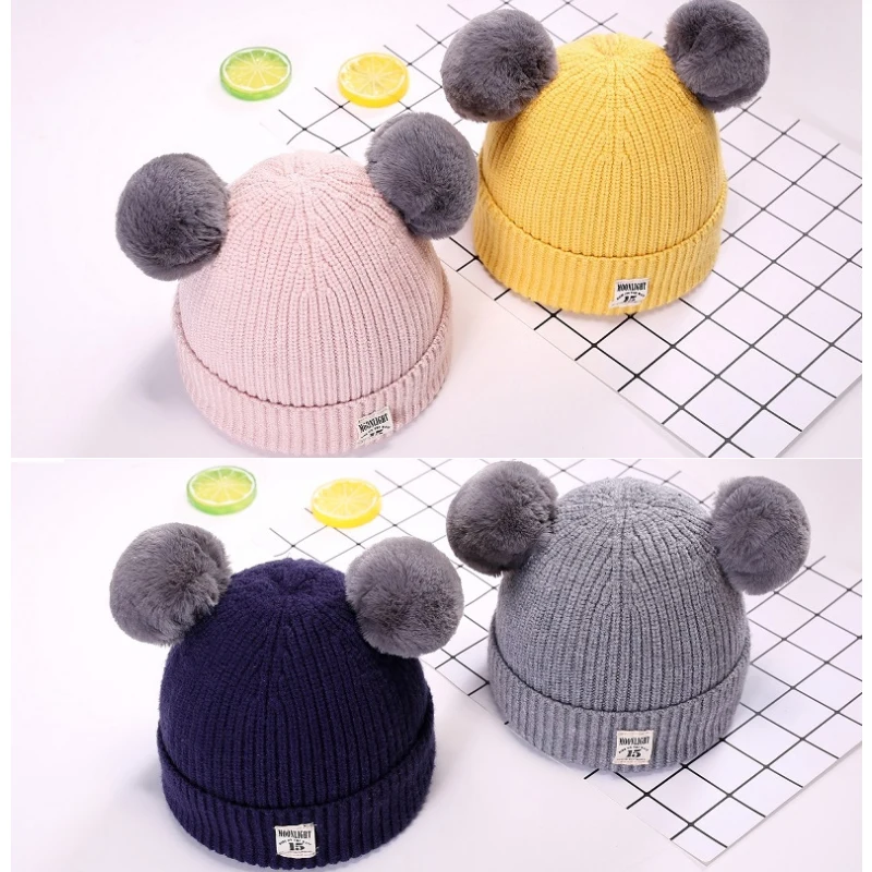 OkayMom Baby Beanies Hats Russia Winter Velet Warm Knitted Pom Caps For Infant Boys Girls Toddler Kids Cute Crochet New | Детская одежда