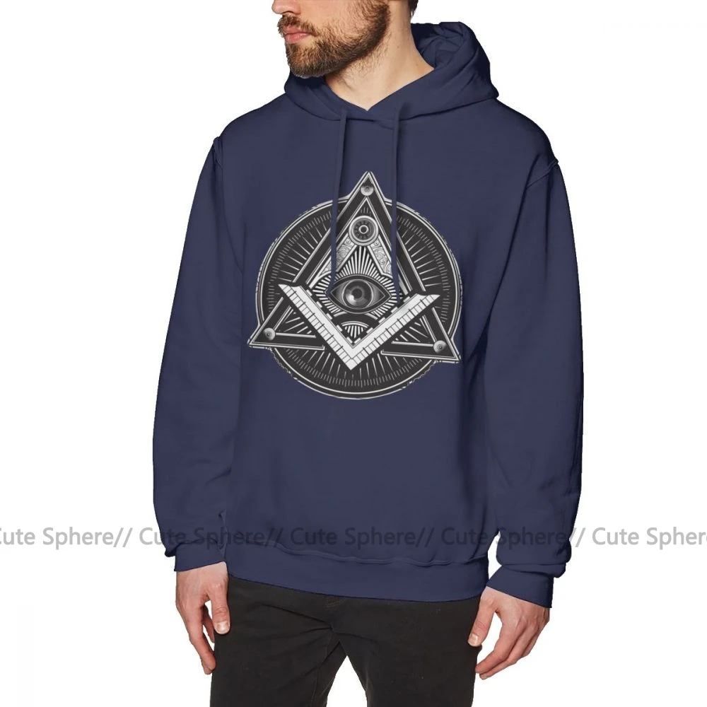 Illuminati Толстовка Illuminati толстовки Повседневный фиолетовый пуловер толстовка XXXL длинная Осенняя уличная Хлопковая мужская Толстовка - Цвет: Navy Blue