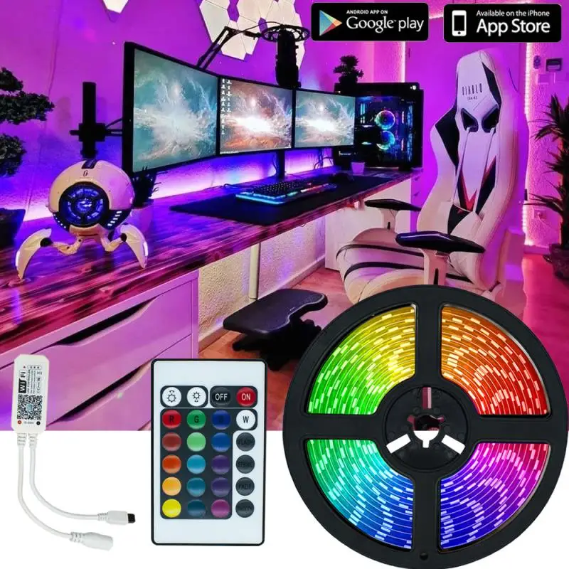 

IR LED Strips Lights RGB 2835 SMD NotWaterproof Flexible Ribbon 10M Tape Diode DC 12V Remote control