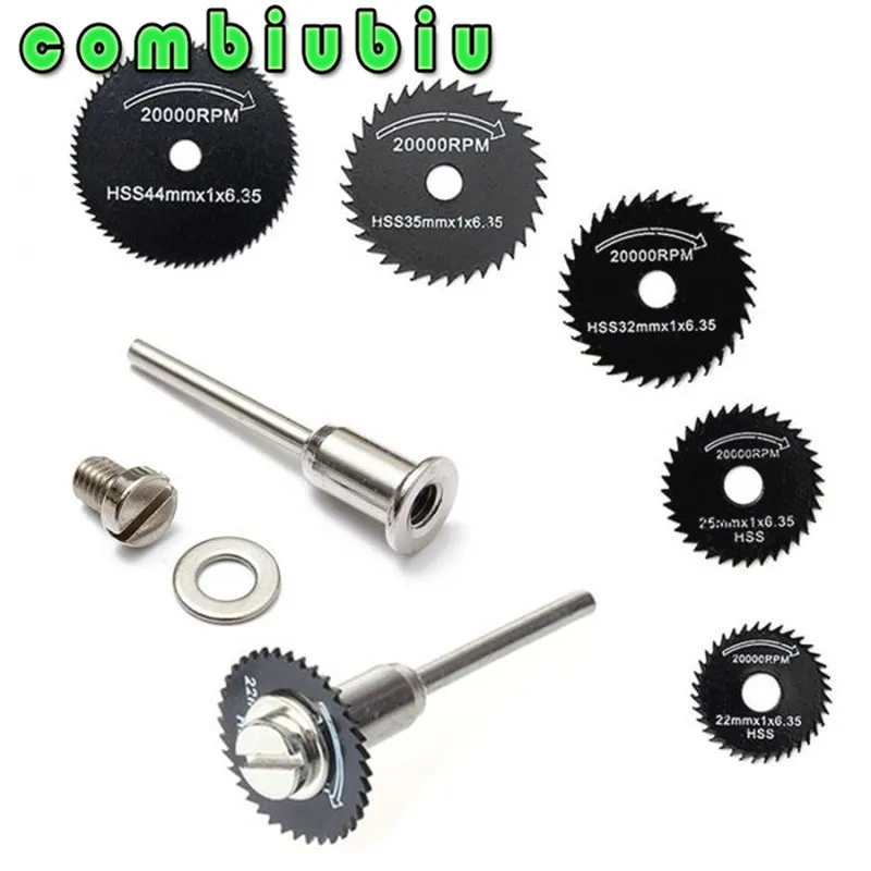 

5Pcs 22/25/32/35/44mm HSS Saw Blades For Metal Dremel Rotary Tool Cutting Discs Wheel + 1 Mandrel