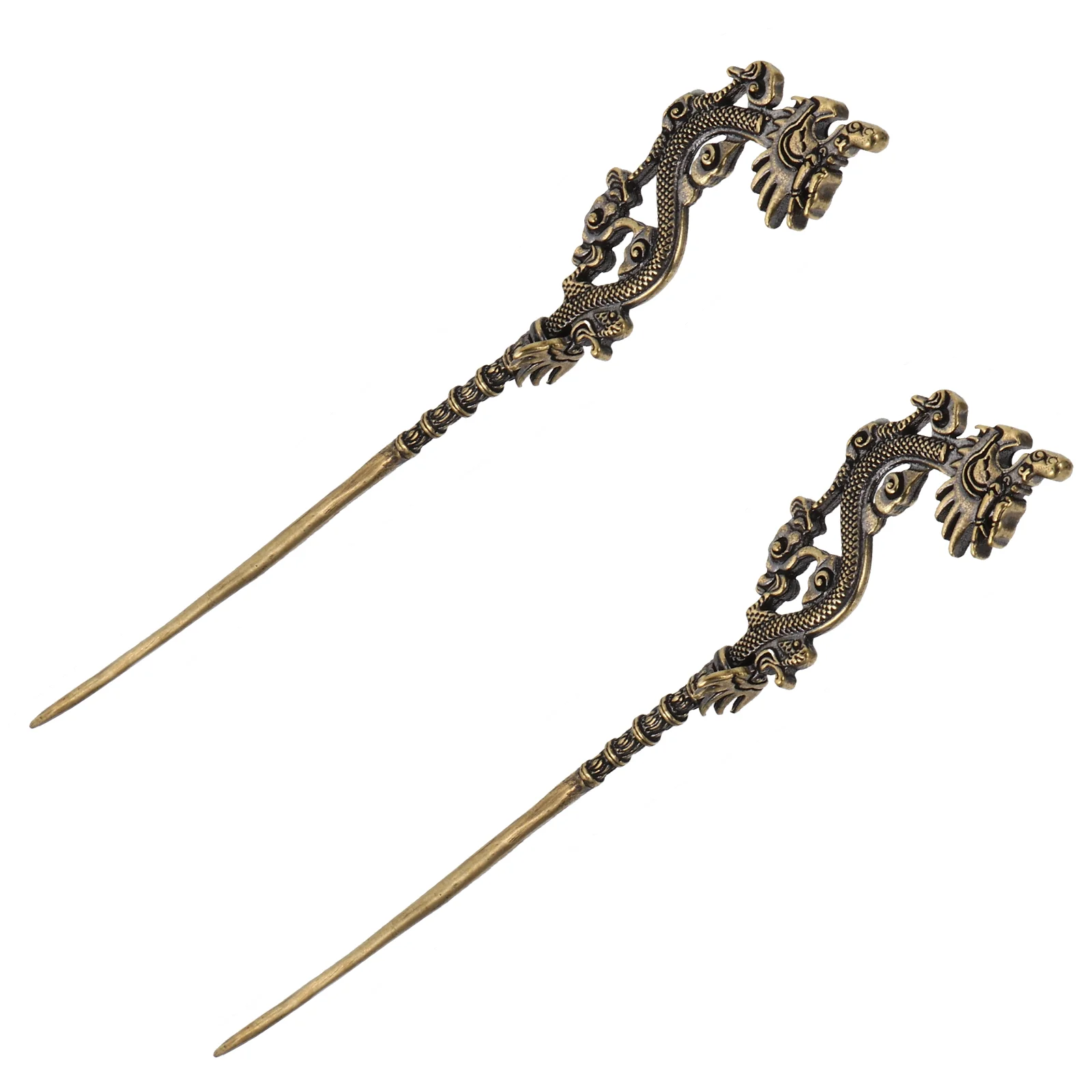 

2Pcs Chinese Style Hair Stick Dragon Design Hairpin Useful Cigar Dredging Device