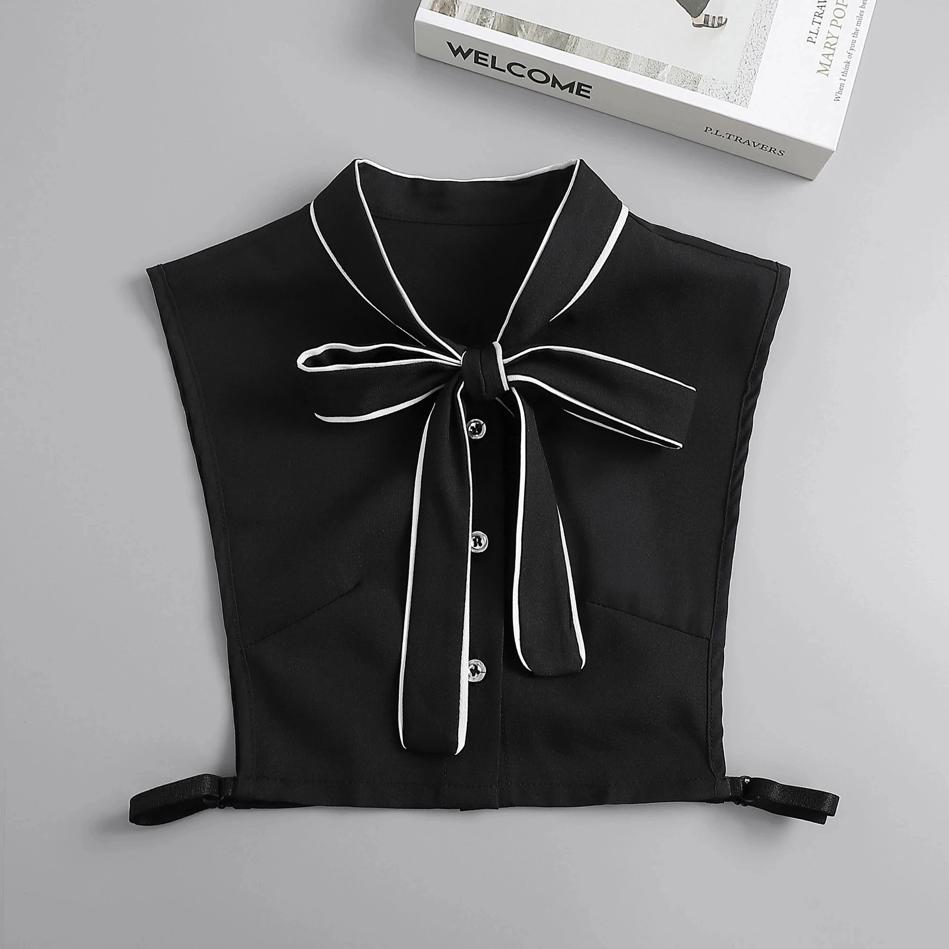 

Cotton Shirt Fake Collar Tie Women Black Ladies Bowknots Detachable Stand False Collar Blouse Top Half Shirt Clothes Accessory