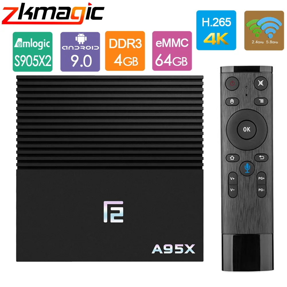 Android 9,0 tv box A95X F2 Amlogic S905X2 Поддержка 2,4g и 5g Wifi Bluetooth 1080p 4K Google плеер Netflix Youtube Smart tv box
