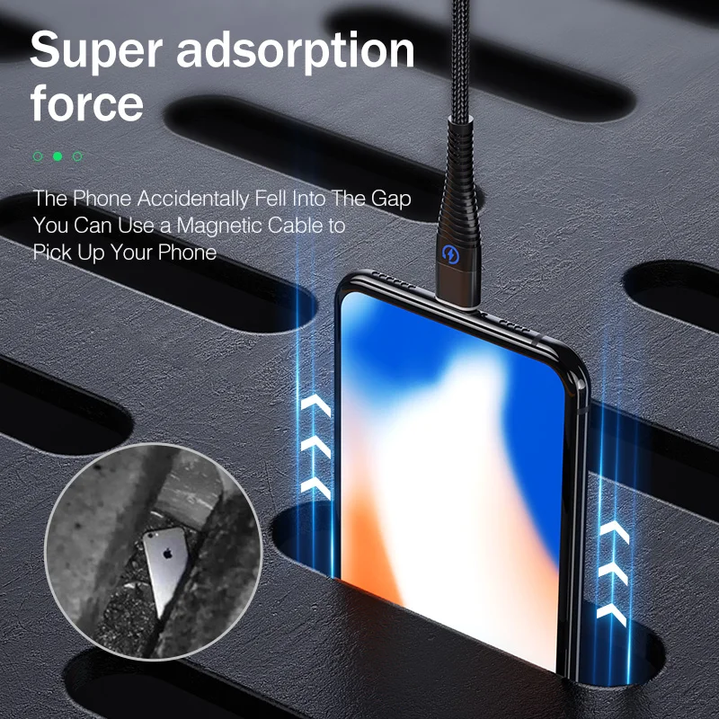 Магнитный кабель для iPhone Samsung YKZ 3A магнитный USB быстрой зарядки телефона Micro Type C